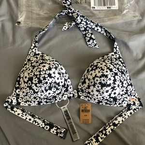 VS PINK black and white floral bikini size M
